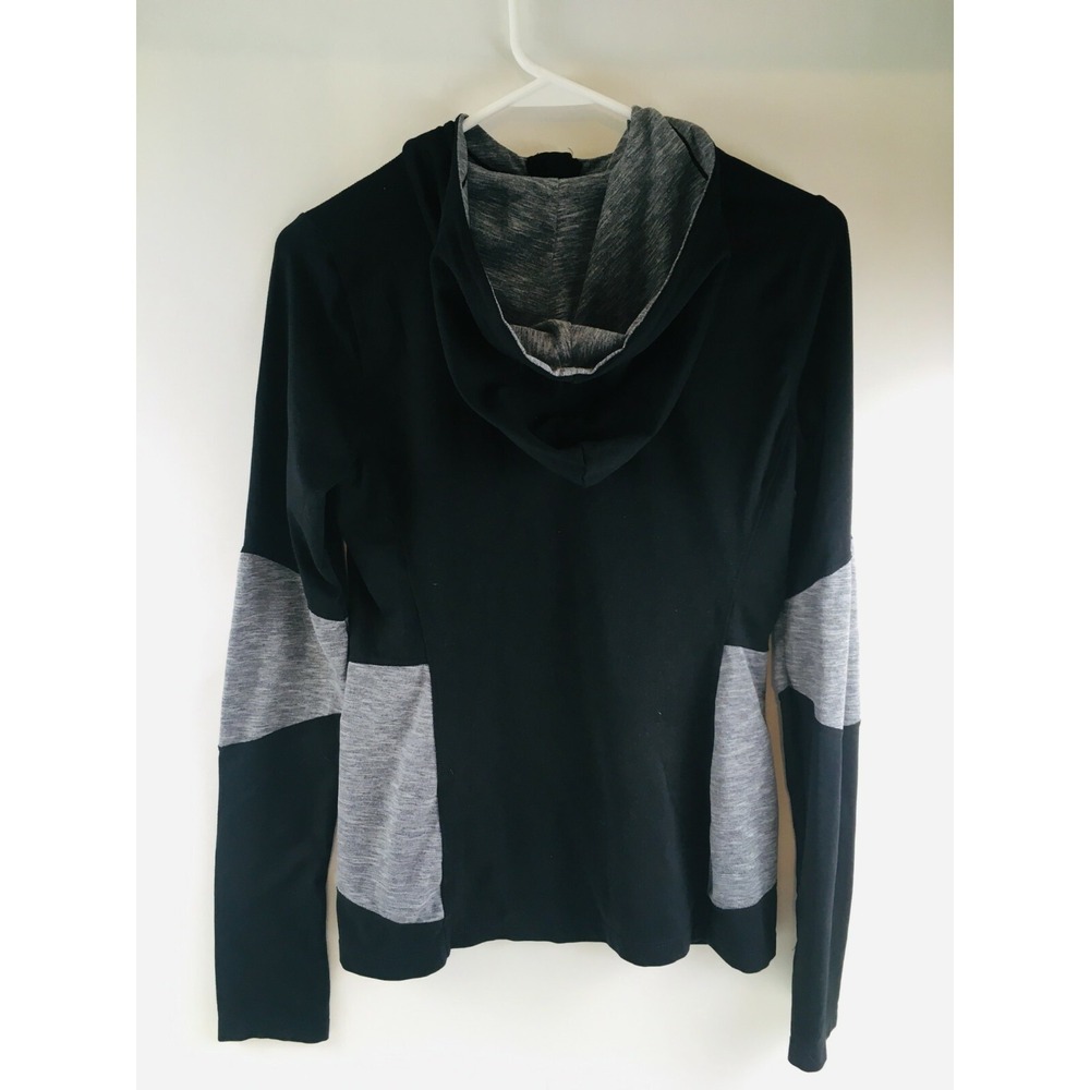 Asics Jackets Women's Size Small Black Gray Full Zip Up Lightweight Hoodie Logo View 2